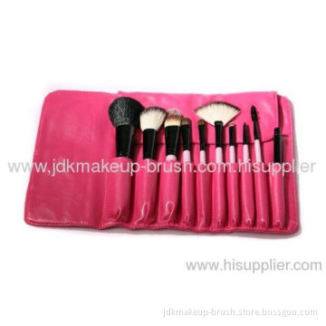 10pcs Pink Cosmetic Brush Set With Pink Pu Pouch 
